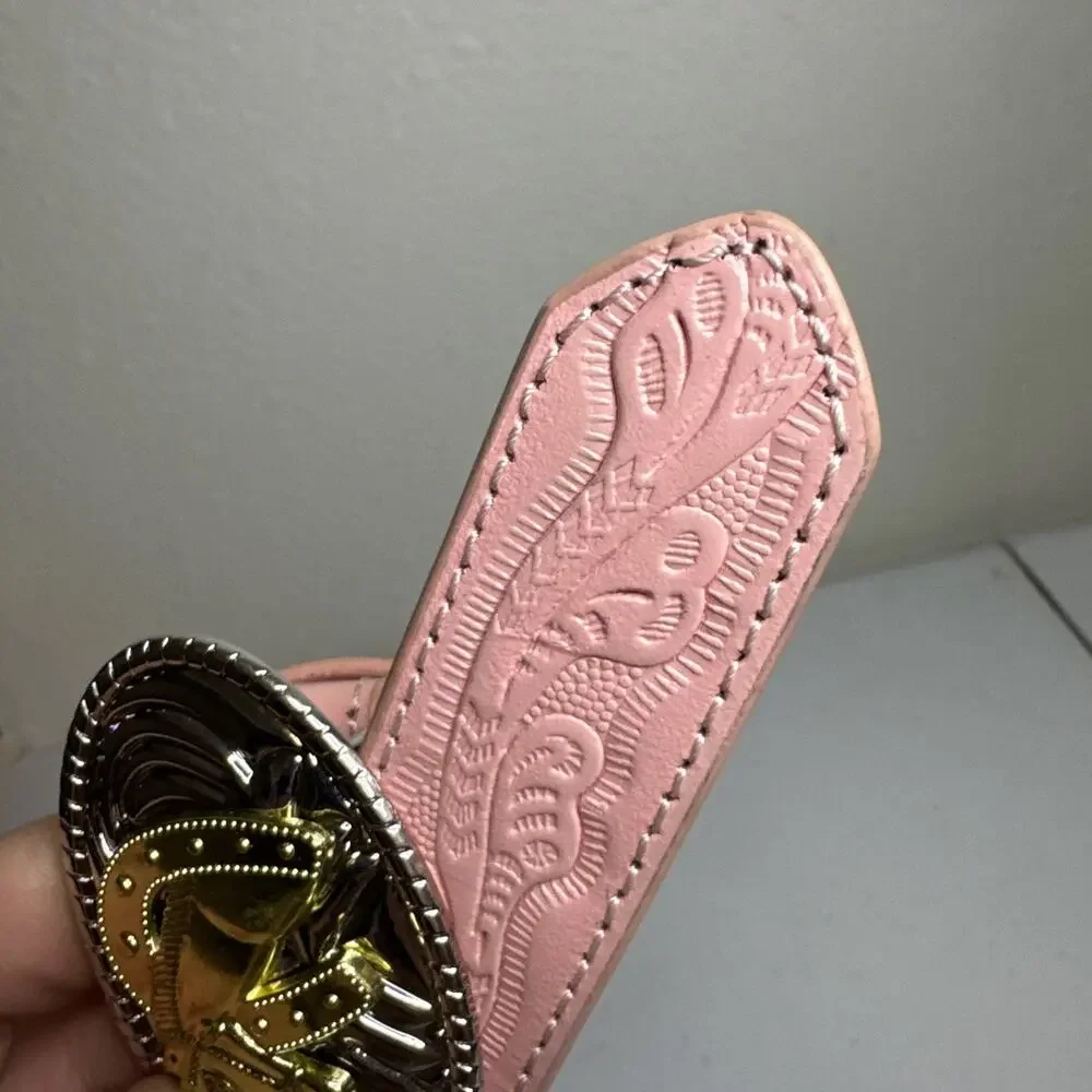 Nocona Belt Girls Mauve/Pink Horse Riding Buckle Western Cowgirl Leather Read